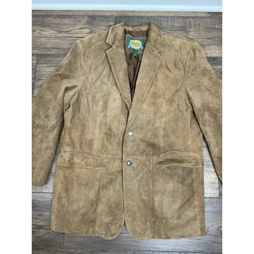 Cabelas Mens Suede Leather Blazer Jacket Size 44 Reg Brown Outdoor Gear Buffalo